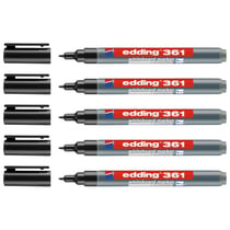 Lot de 5 marqueurs pour tableaux blancs - EDDING 361 - Pointe fine 1 mm - Noir
