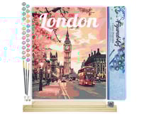 Peinture par Numéro Figured'Art - Affiche de voyage Londres en fleurs - Kit de Loisir Créatif DIY Numéro d'Art Complet - 40x50cm toile roulée + châssis en bois à monter