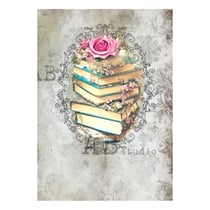 1 feuille de papier de riz 21 x 29,7 cm AB Studio VINTAGE LIVRE ROSE 1792