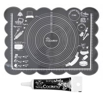 Tapis de pâtissier en silicone 60 x 43,5 cm + Stylo glaçage noir