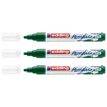 Lot de 3 marqueurs acryliques pointe moyenne 2-3 mm - EDDING - Vert Mousse