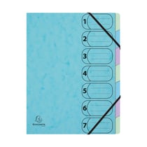 Trieur Harmonika avec élastiques 7 compartiments Aquarel - A4 - Couleurs assorties - x 8 - Exacompta