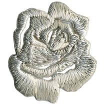 Lot de 3 écussons thermocollants petite rose gris  x3.5cm