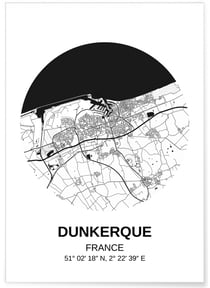 Affiche Carte Dunkerque | A3 : 29,7x42cm