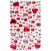 MégaCréa DIY - Stickers strass coeur rose 0,5 à 2 cm 106 pièces