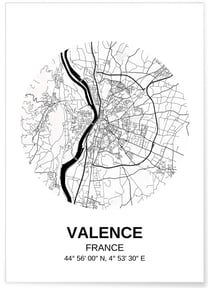 Affiche Carte Valence | A3 : 29,7x42cm