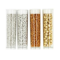 MégaCréa DIY - Perle Rocaille tubes 8 g Argenté doré 4 pièces