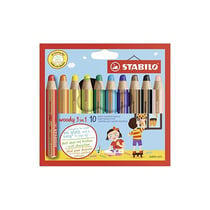 STABILO Crayon multifonctions woody 3 en 1, étui carton  de10