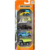 Pack de 5 vehicules matchbox : mbx road crew ii - mattel - hfh09 - set voitures miniatures - camion