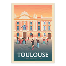 Affiche 30 x 40 cm - Toulouse Place du Capitole - Olahoop Travel Posters