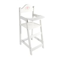 Chaise haute en bois fleurie pour poupee - accessoire repas, meuble poupon
