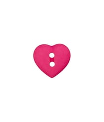 Carte de 4 boutons Coeur 2 trous 12mm - Union Knopf Fuchsia Rose