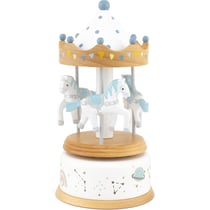 Petite boîte à musique carrousel bois naturel