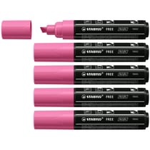Lot de 5 marqueurs acrylique pointe large biseautée - STABILO FREE - Rose