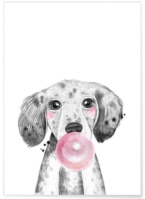 Affiche Bulle de Chiot Rose | A3 : 29,7x42cm
