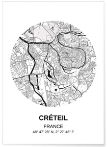 Affiche Carte Créteil | A3 : 29,7x42cm