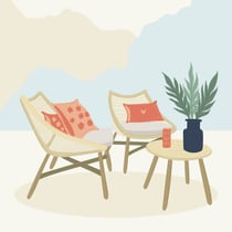 Tableau sur toile chaise et jardin 30x30 cm