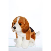 Peluche - Chiens réalistes assis, beagle 25 cm