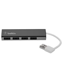 Belkin Hub de Voyage USB 2.0 pour Ordinateur avec 4 Ports Installation Plug and Play Noir