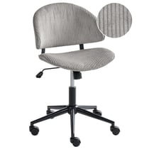 Chaise de Bureau Gris en Velours Côtelé Pivotante avec Assise et Dossier Hauteur Réglable Style Moderne