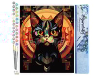 Peinture par Numéro Figured'Art - Chat noir Art Déco - Kit de Loisir Créatif DIY Numéro d'Art Complet - 40x50cm sans châssis en bois