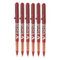 Lot de 6 Stylos roller V-Ball rouge pointe moyenne 0,7 mm Pilot