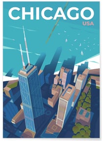 Affiche ville Chicago 3 | A3 : 29,7x42cm