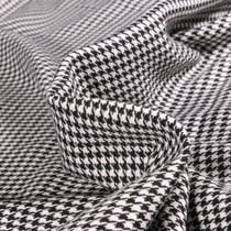 Tissu Tartan Pied de poule Noir sur fond Blanc