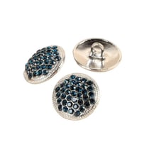 Lot de 6 boutons strass bleu pétrole 17mm
