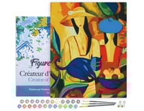 Peinture par Numéro Figured'Art avec Cadre - Femmes et Chat bleu - Kit de Loisir Créatif DIY Numéro d'Art Complet - 40x50cm toile tendue sur châssis