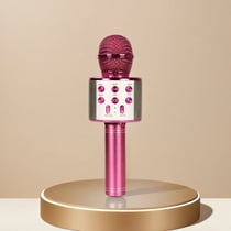 Microphone karaoké sans fil Bluetooth pour enfants et adultes – haut-parleur intégré, effet écho 360° - Rose