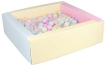 Piscine à balles carrée avec 300 balles – rose, bleu, jaune p/transparent, rose p, bleu p, jaune p - Velinda