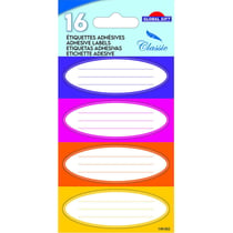 16 étiquettes adhésives scolaires - Bloc Ovale - couleurs chaudes