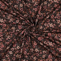 Tissu Jersey Coton imprimé Fleuris Adria sur fond Noir