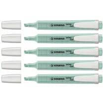 Lot de 5 surligneurs de poche pointe biseautée 1-4 mm - STABILO - Turquoise - Swing Cool Pastel Edition