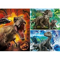 Puzzle jurassic world - dinosaure t-rex - triceratops velociraptor 3 x 48 pieces - dino - clementoni - 25250