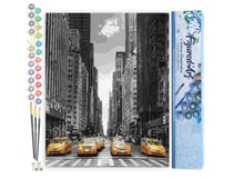 Peinture par Numéro Figured'Art - Ville Moderne et Taxis Jaunes - Kit de Loisir Créatif DIY Numéro d'Art Complet - 40x50cm sans châssis en bois