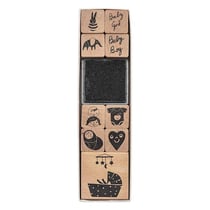 9 tampons en bois avec encreur - Bébé