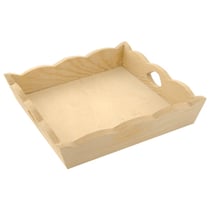 Plateau en bois carré bords ondulés 19 x 19 x 4 cm