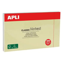 Notes adhésives 125 x 75 mm bloc de 100 feuilles couleur jaune