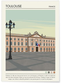 Affiche ville Toulouse Vintage | A3 : 29,7x42cm
