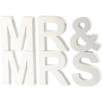 Lettres pour affichage, MR & MRS, H : 17,5 cm, P: 4,5 cm, blanc, 1 set