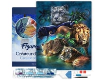 Diamond Painting Broderie Diamant Figured’Art 40x50cm toile tendue sur châssis en bois - diamants carrés - Animaux de la Jungle
