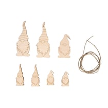 Déco bois Lutins, FSC MixCredit,assort., nature, 2,5 - 9 cm, + cordon 0,5m, 7 pces