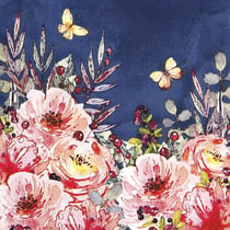 Lot de 4 serviettes en papier découpage collage 33 cm FLEUR ROSE F 306