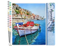 Peinture par Numéro Figured'Art - Barque Amarrée au Port - Kit de Loisir Créatif DIY Numéro d'Art Complet - 40x50cm sans châssis en bois