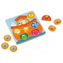 Puzzle en bois surprise arche de noe - 6 pieces - sevi - puzzle a encastrer - puzzle avec boutons