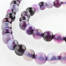 Fil de 60 perles ronde en pierre naturelle 6 mm AGATE RAYEE TEINTEE VIOLET