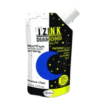 Peinture tous supports - Pailletée et phosphorescente - Bleu - 60ml - IZINK - Diamond glow