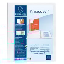 Classeur PP personnalisable Kreacover - 4 anneaux en D 20mm - A4 maxi - Blanc - x 10 - Exacompta